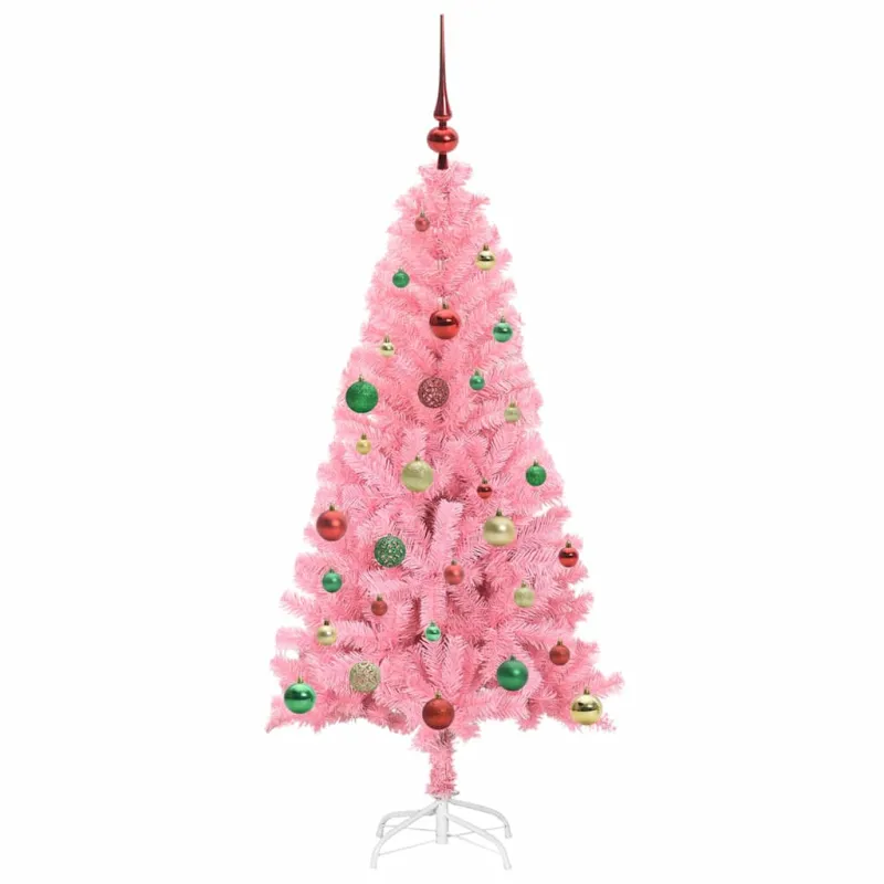 Kalėdų eglutė su 150 LED s stovu Rožinė 150 cm PVC