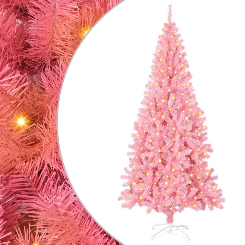 Kalėdų eglutė su 300 LED s stovu Rožinė 180 cm PVC