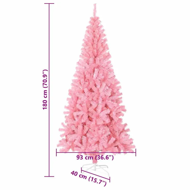 Kalėdų eglutė su 300 LED s stovu Rožinė 180 cm PVC