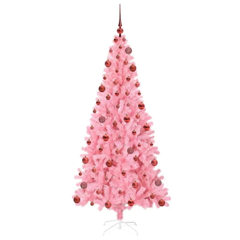 Kalėdų eglutė su 300 LED s stovu Rožinė 180 cm PVC