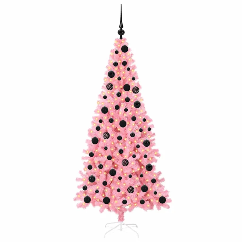 Kalėdų eglutė su 300 LED s stovu Rožinė 180 cm PVC