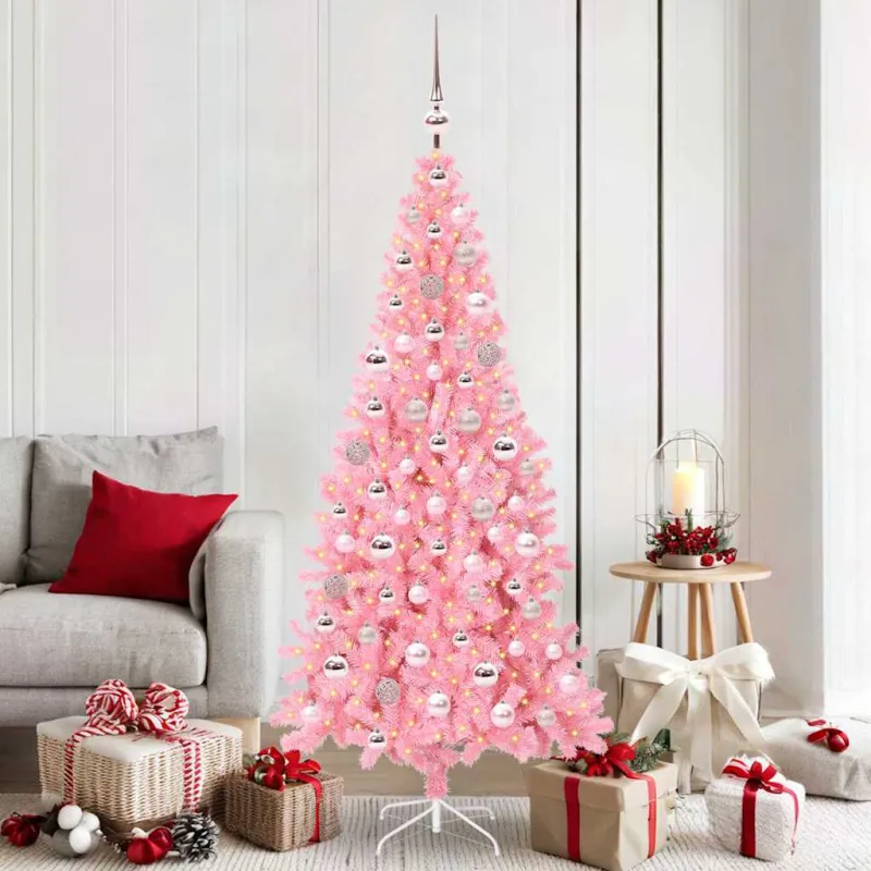 Kalėdų eglutė su 300 LED s stovu Rožinė 180 cm PVC