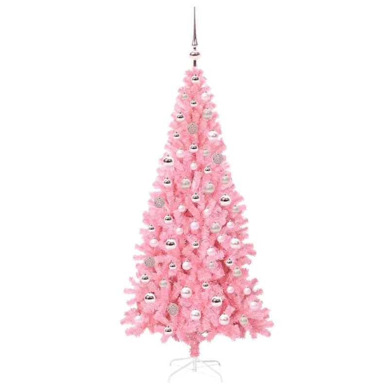 Kalėdų eglutė su 300 LED s stovu Rožinė 180 cm PVC