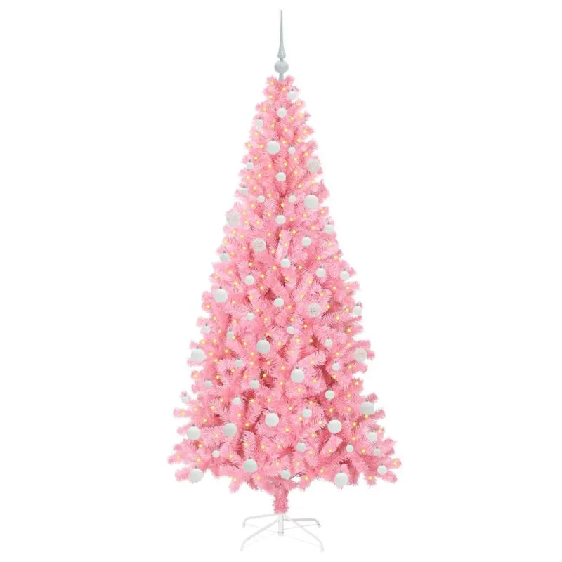 Kalėdų eglutė su 300 LED s stovu Rožinė 180 cm PVC