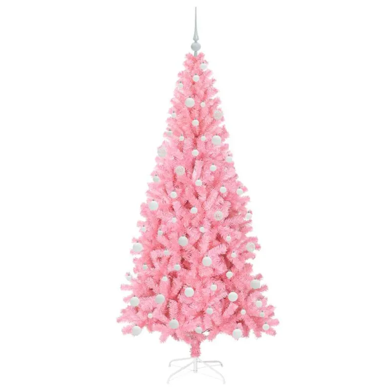 Kalėdų eglutė su 300 LED s stovu Rožinė 180 cm PVC