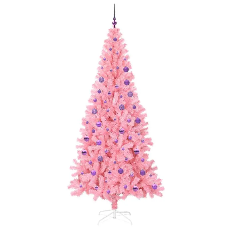 Kalėdų eglutė su 300 LED s stovu Rožinė 180 cm PVC