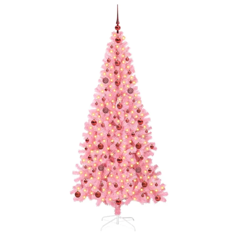 Kalėdų eglutė su 300 LED s stovu Rožinė 210 cm PVC