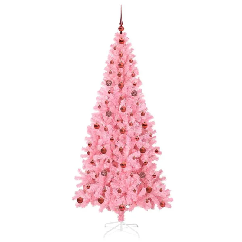 Kalėdų eglutė su 300 LED s stovu Rožinė 210 cm PVC