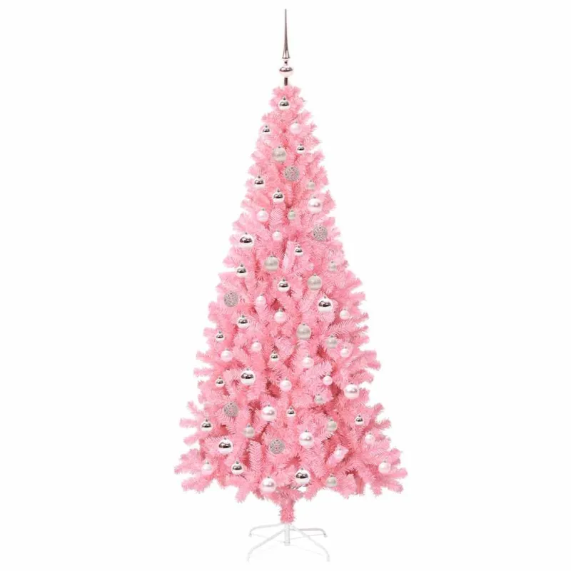 Kalėdų eglutė su 300 LED s stovu Rožinė 210 cm PVC