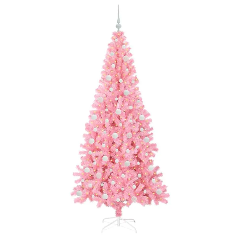 Kalėdų eglutė su 300 LED s stovu Rožinė 210 cm PVC