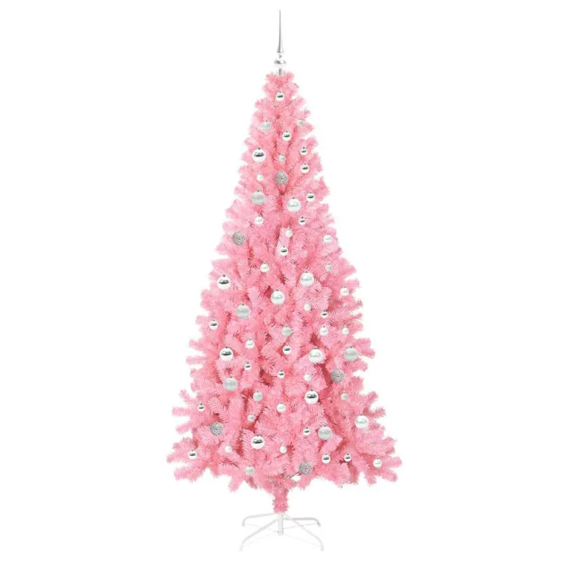 Kalėdų eglutė su 300 LED s stovu Rožinė 210 cm PVC