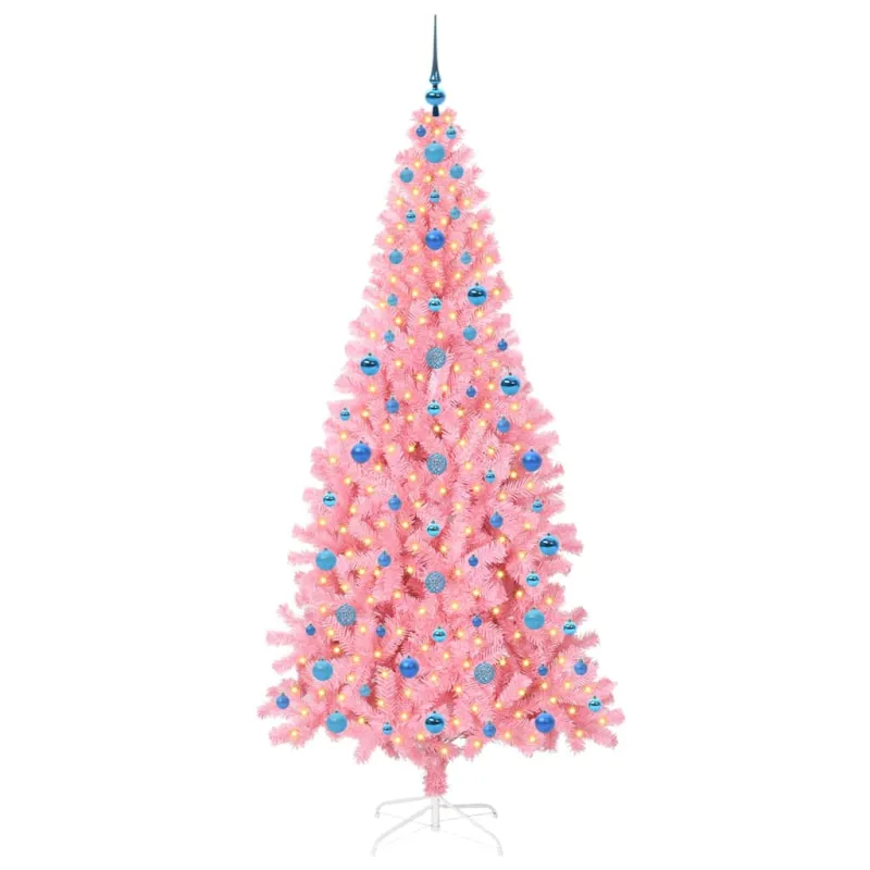 Kalėdų eglutė su 300 LED s stovu Rožinė 210 cm PVC