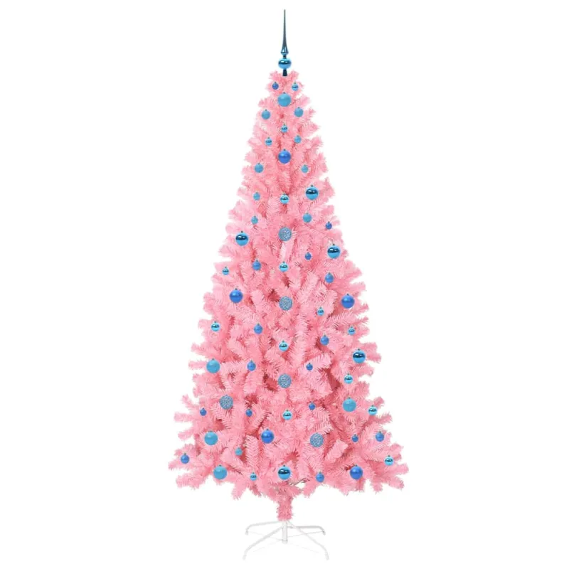 Kalėdų eglutė su 300 LED s stovu Rožinė 210 cm PVC