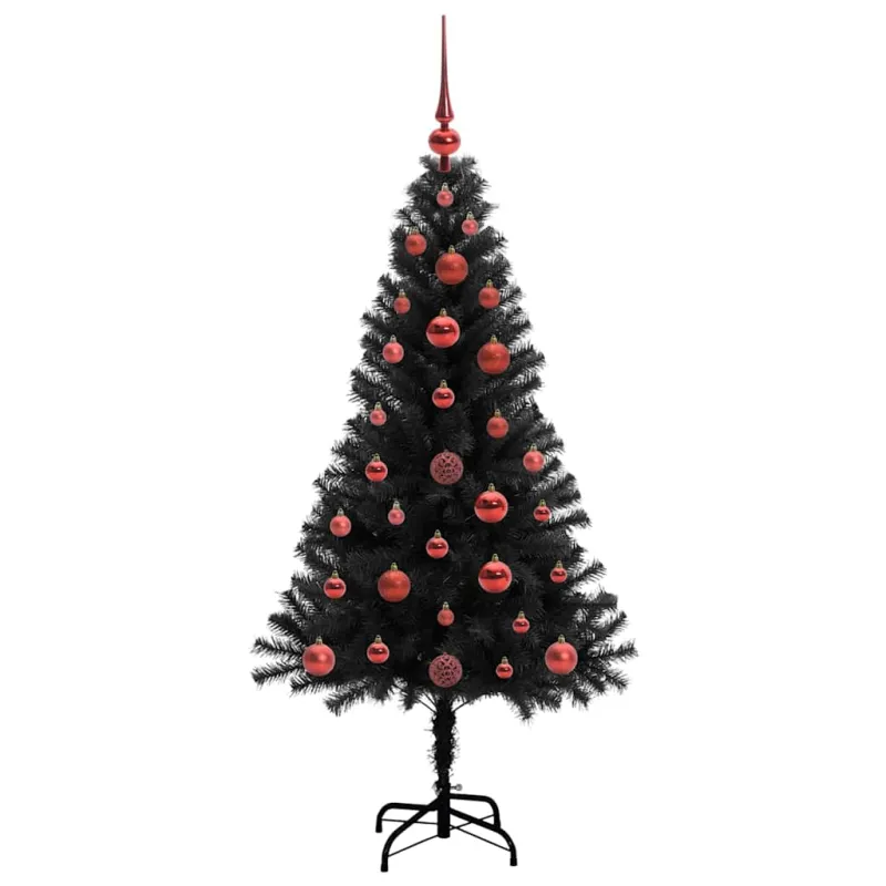 Kalėdų eglutė su 150 LED s stovu Juoda 120 cm PVC