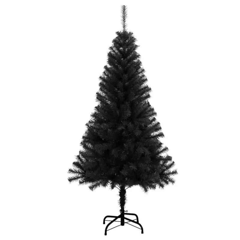 Kalėdų eglutė su 150 LED s stovu Juoda 150 cm PVC
