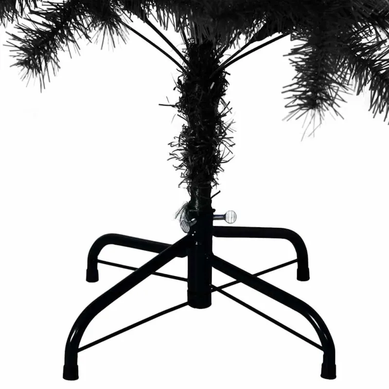 Kalėdų eglutė su 150 LED s stovu Juoda 150 cm PVC