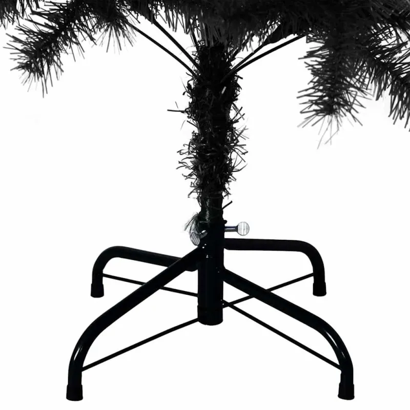 Kalėdų eglutė su 150 LED s stovu Juoda 150 cm PVC