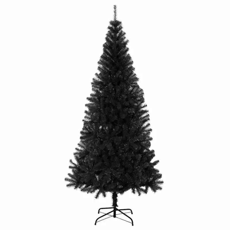 Kalėdų eglutė su 300 LED s stovu Juoda 180 cm PVC