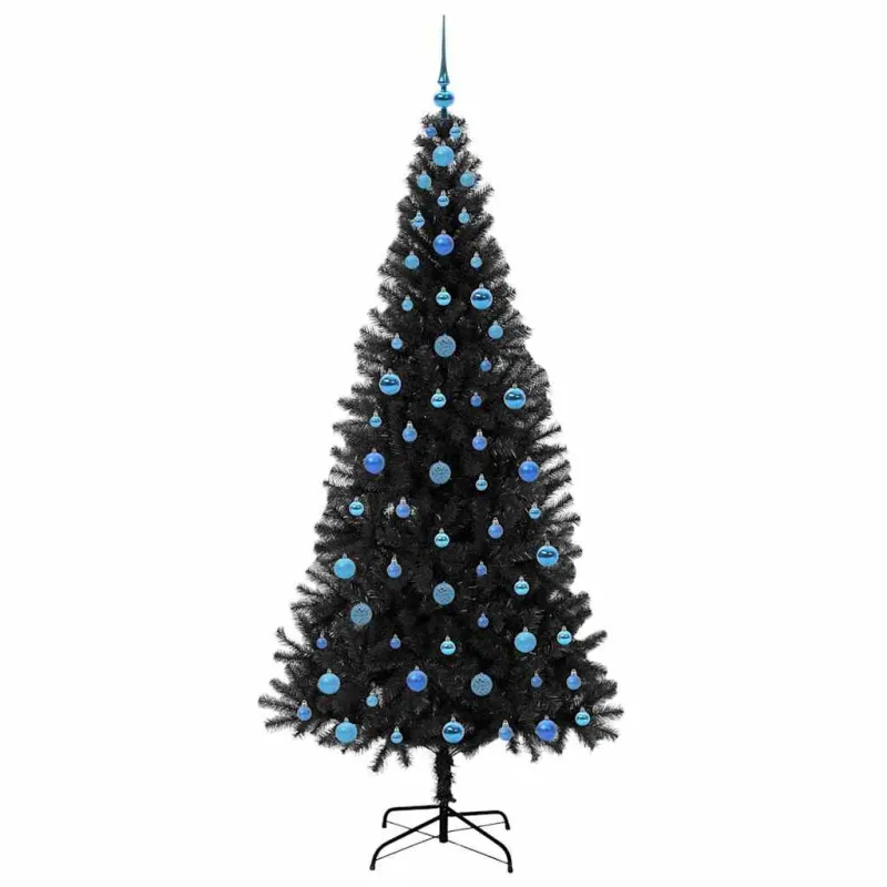 Kalėdų eglutė su 300 LED s stovu Juoda 210 cm PVC