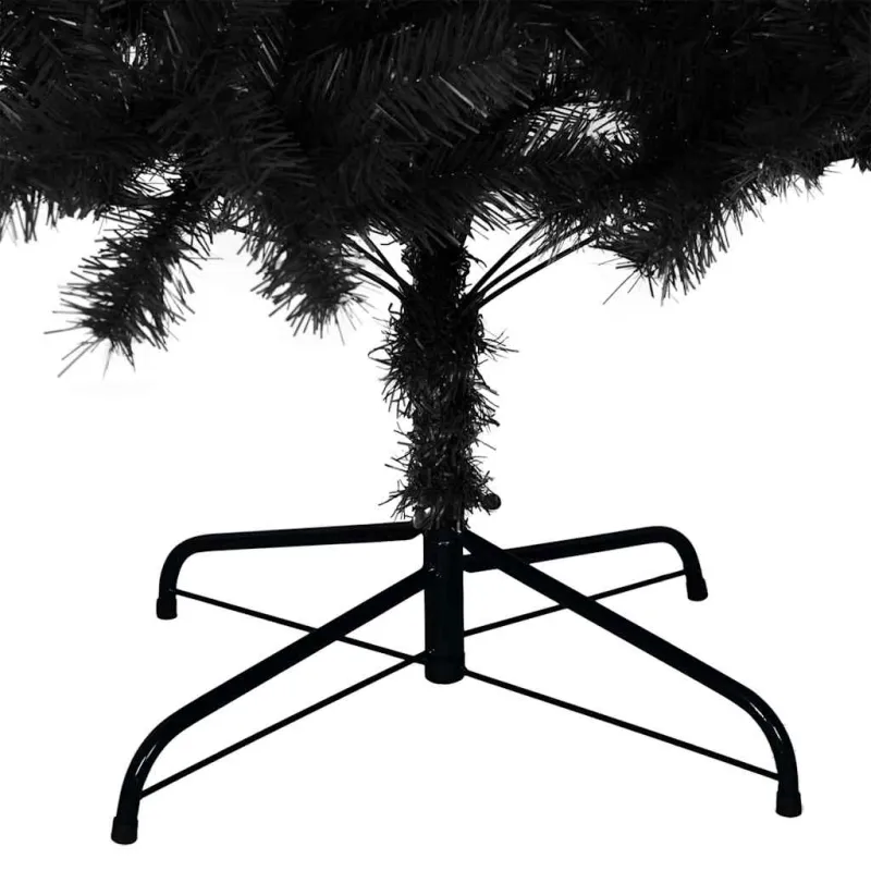 Kalėdų eglutė su 300 LED s stovu Juoda 240 cm PVC