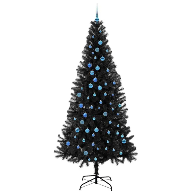 Kalėdų eglutė su 300 LED s stovu Juoda 240 cm PVC