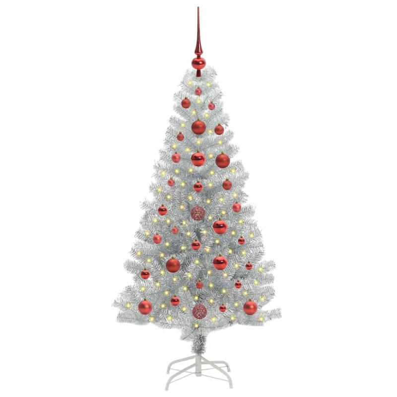 Kalėdų eglutė su 150 LED s stovu Sidabro 120 cm PET