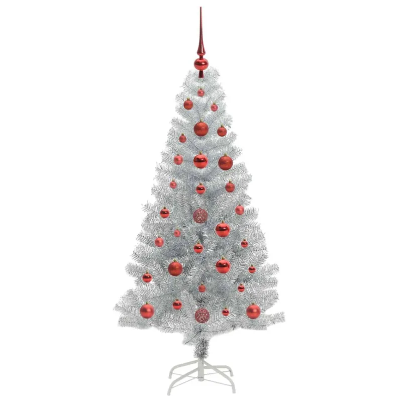 Kalėdų eglutė su 150 LED s stovu Sidabro 120 cm PET