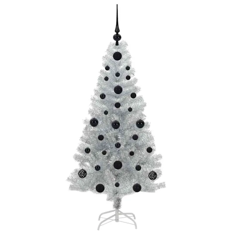 Kalėdų eglutė su 150 LED s stovu Sidabro 120 cm PET