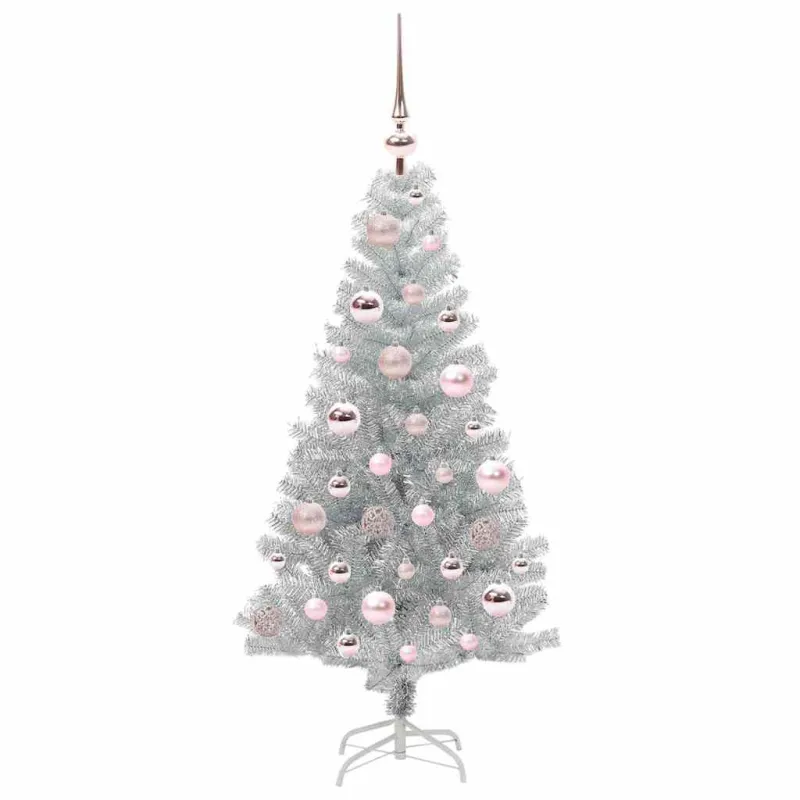Kalėdų eglutė su 150 LED s stovu Sidabro 120 cm PET