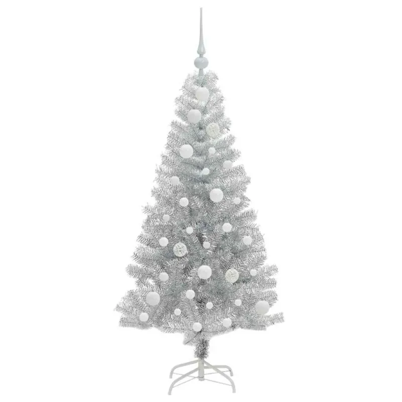 Kalėdų eglutė su 150 LED s stovu Sidabro 120 cm PET