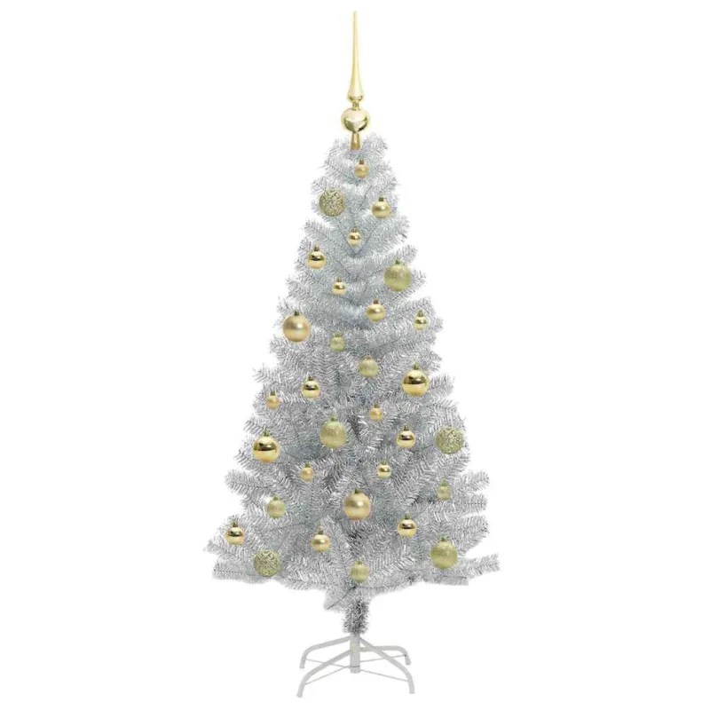 Kalėdų eglutė su 150 LED s stovu Sidabro 120 cm PET