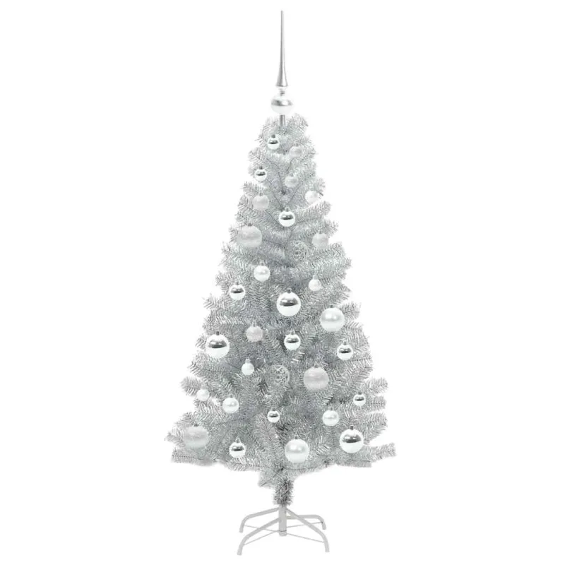 Kalėdų eglutė su 150 LED s stovu Sidabro 120 cm PET