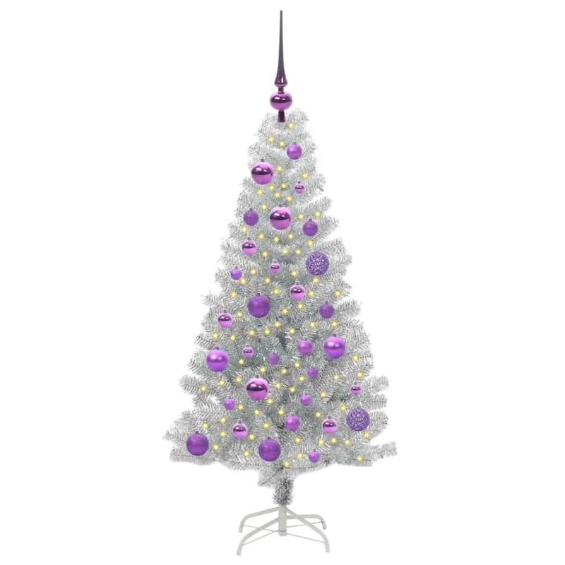 Kalėdų eglutė su 150 LED s stovu Sidabro 120 cm PET