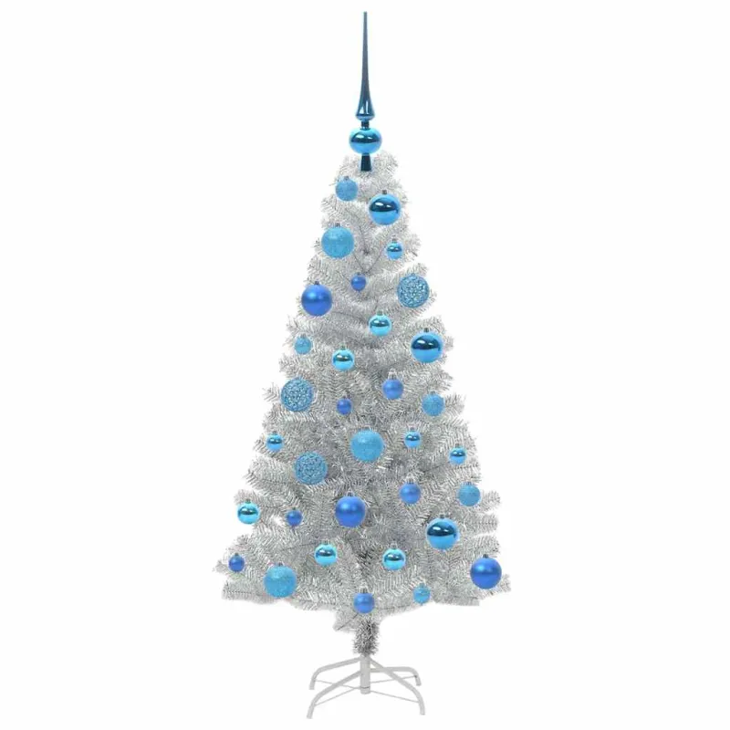 Kalėdų eglutė su 150 LED s stovu Sidabro 120 cm PET