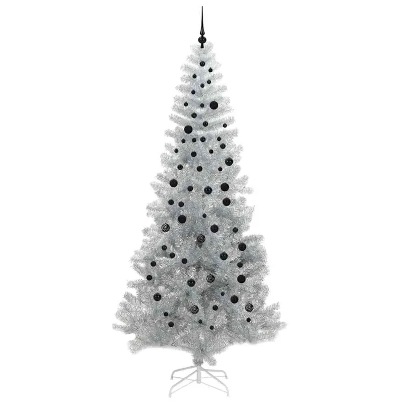 Kalėdų eglutė su 300 LED s stovu Sidabro 240 cm PET