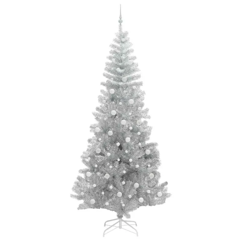 Kalėdų eglutė su 300 LED s stovu Sidabro 240 cm PET