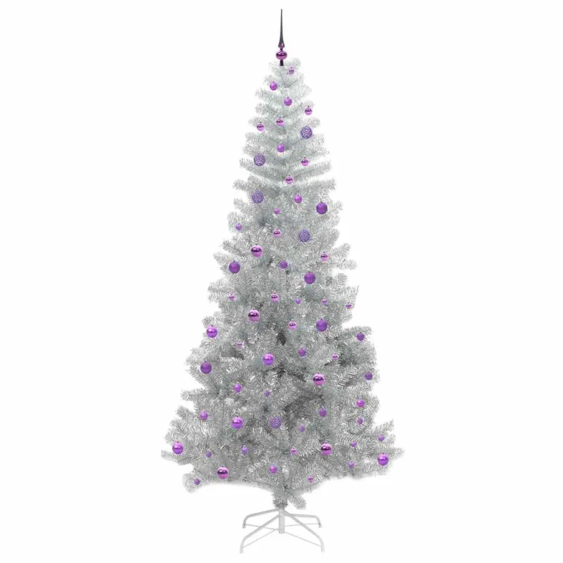 Kalėdų eglutė su 300 LED s stovu Sidabro 240 cm PET