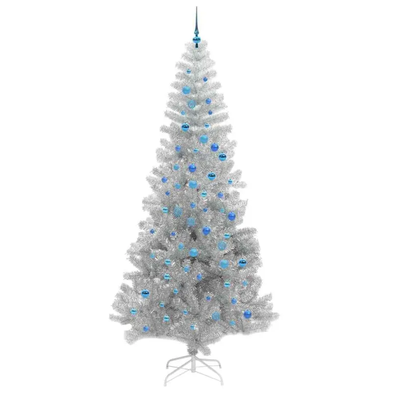 Kalėdų eglutė su 300 LED s stovu Sidabro 240 cm PET