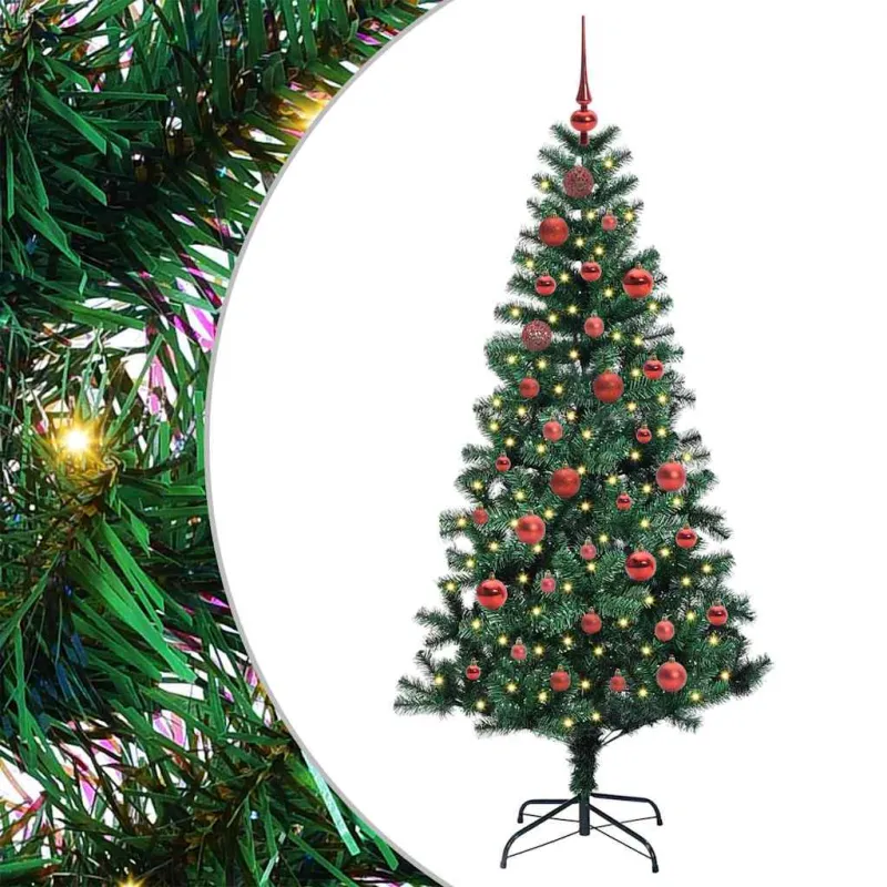 Dirbtinis prieššventinis eglutė su šviesomis Žalia 150 cm