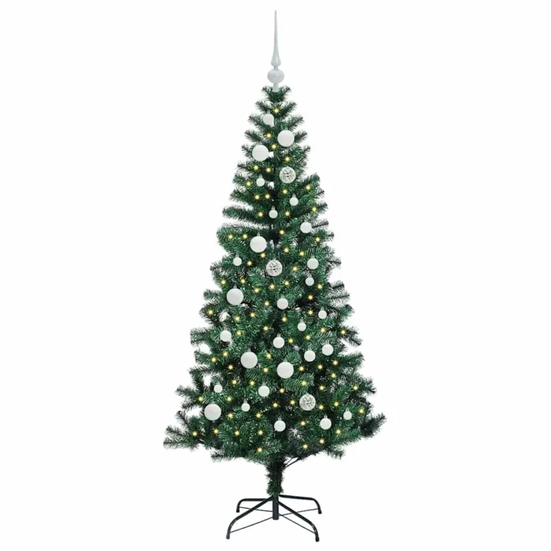 Dirbtinis prieššventinis eglutė su šviesomis Žalia 150 cm