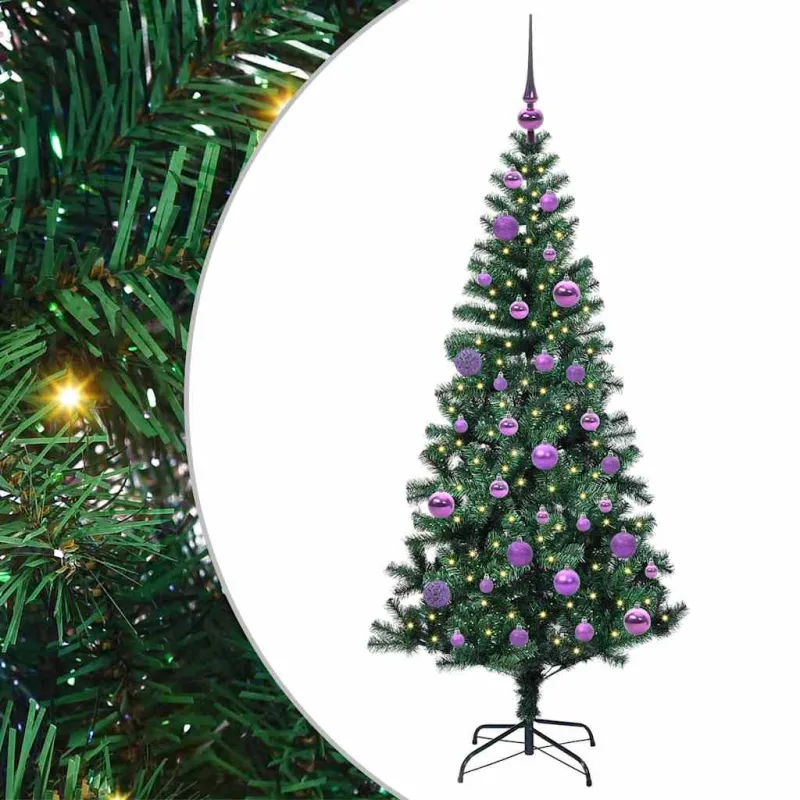 Dirbtinis prieššventinis eglutė su šviesomis Žalia 150 cm