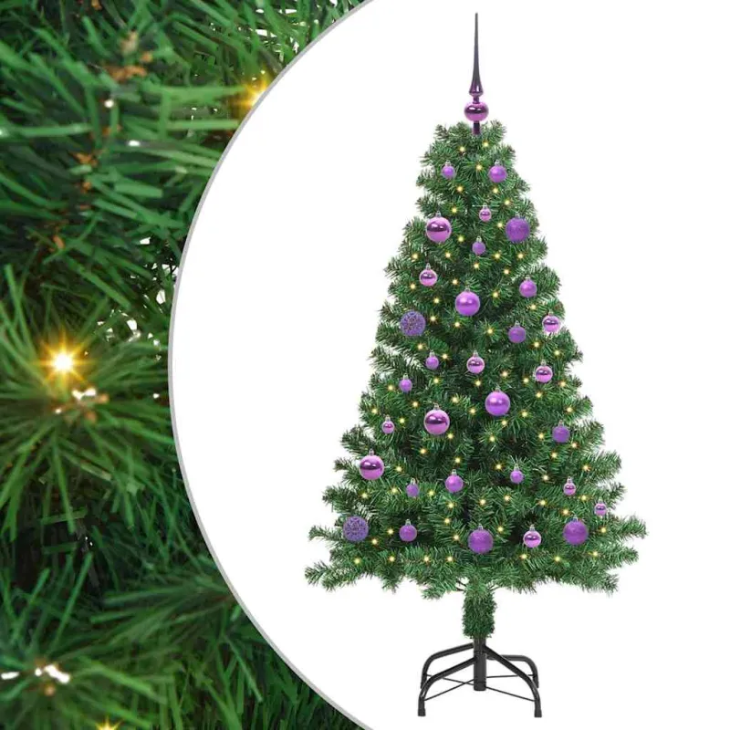 Dirbtinė Kalėdų eglutė Žalia 150 cm PVC ir Plienas ir Plastikas