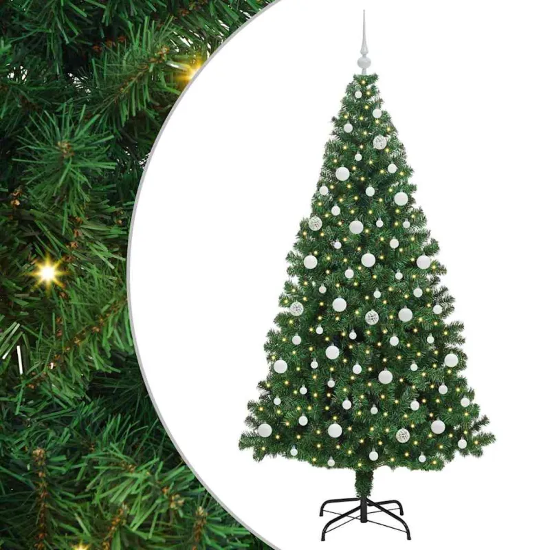Dirbtinė Kalėdų eglutė Žalia 210 cm PVC ir Plienas ir Plastikas