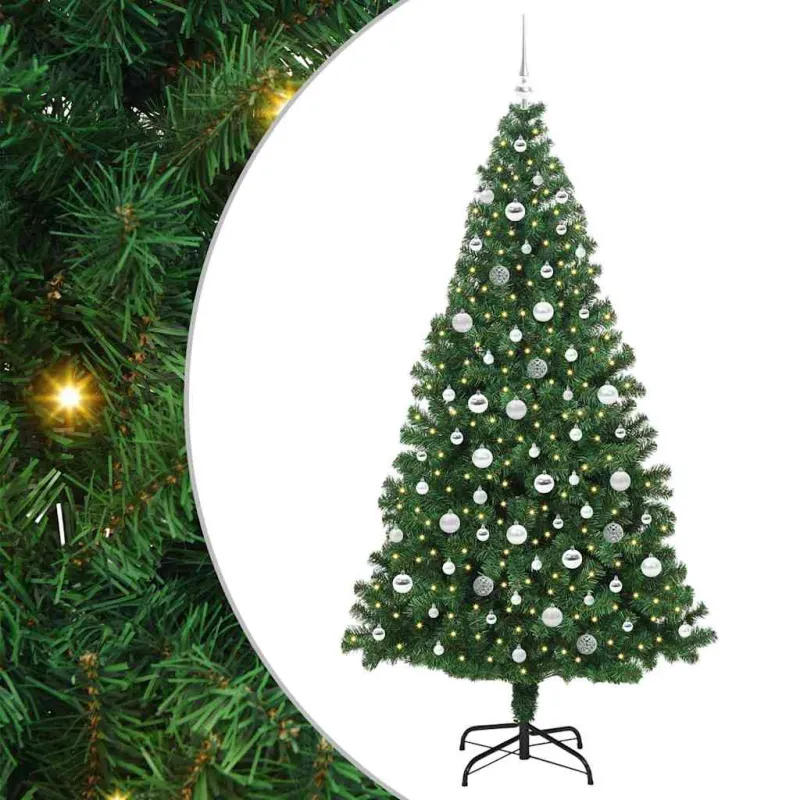 Dirbtinė Kalėdų eglutė Žalia 210 cm PVC ir Plienas ir Plastikas