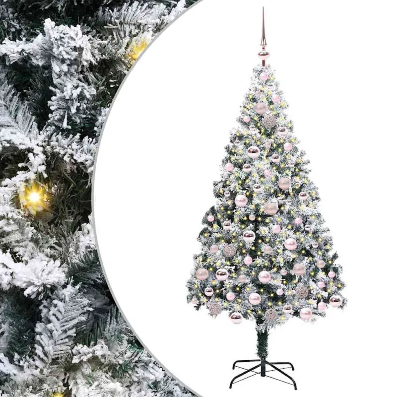 Dirbtinė Kalėdų eglutė Balta 180 cm PVC ir Plienas ir Plastikas