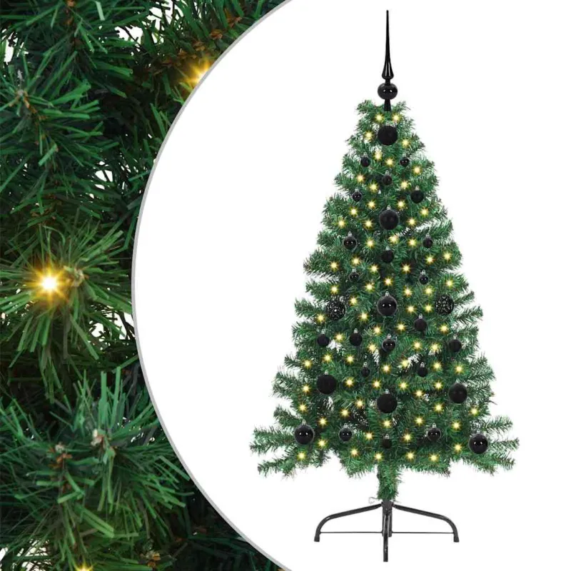 Dirbtinis prieššventinis eglutė su šviesomis Žalia 120 cm PVC