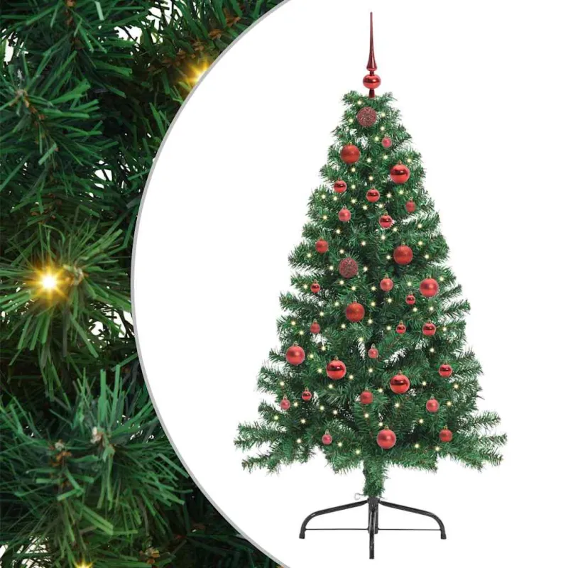 Dirbtinis prieššventinis eglutė su šviesomis Žalia 150 cm PVC