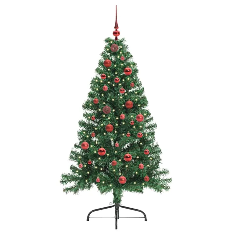 Dirbtinis prieššventinis eglutė su šviesomis Žalia 150 cm PVC