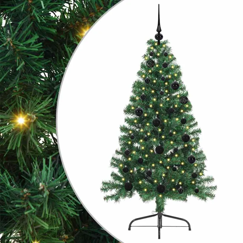 Dirbtinis prieššventinis eglutė su šviesomis Žalia 150 cm PVC