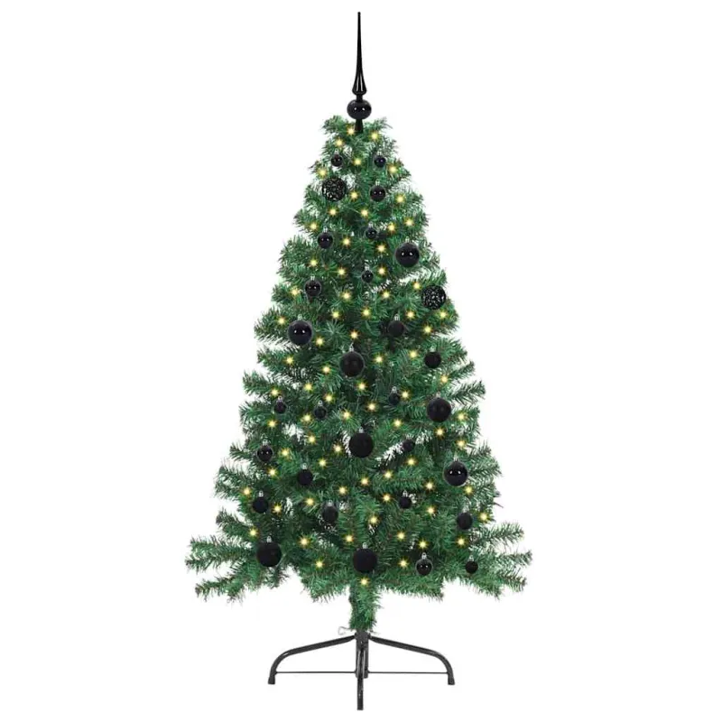Dirbtinis prieššventinis eglutė su šviesomis Žalia 150 cm PVC